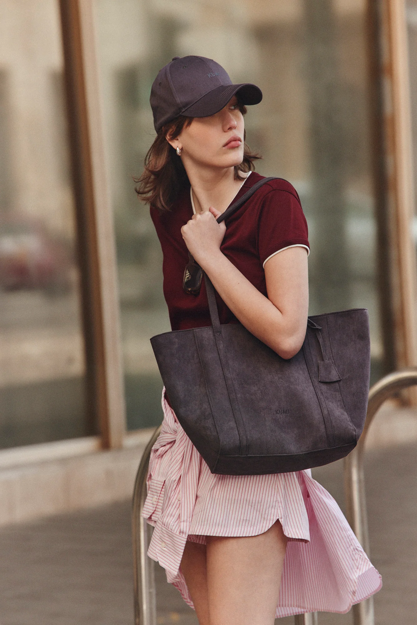 Suede tote in Espresso - Image 6
